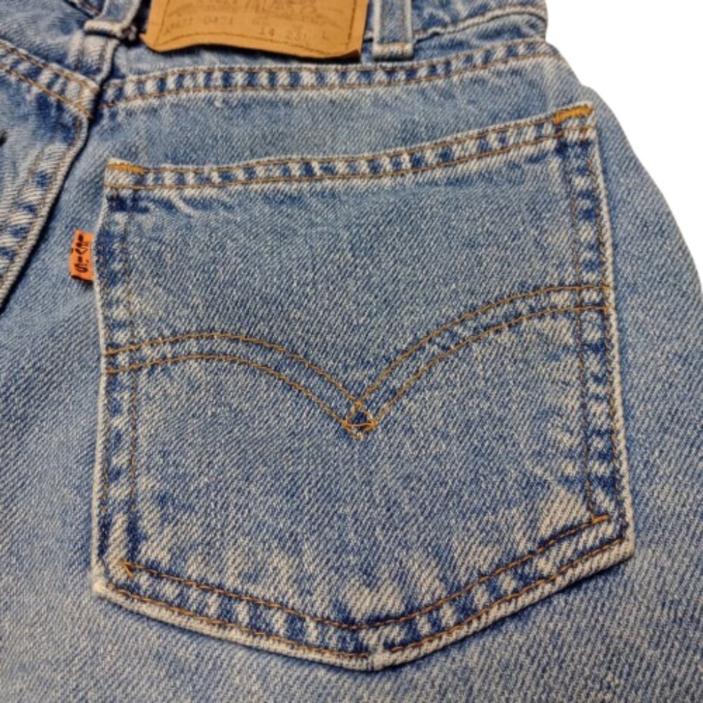 Levi's vintage orange tab shorts size slim 14 girls style 33421Rolled Hem - Picture 2 of 4
